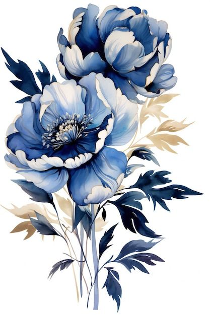 Blue Flower Art Paintings, Blue Flowers Drawing, Realistic Flower Drawing, Blue Flower Art, Modern Watercolor Art, Botanical Flowers Print, Botanical Floral Prints, Blue Flower Painting, Phone Wallpaper Boho