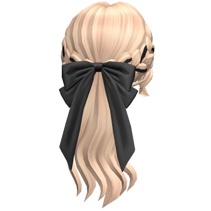 Low Braided Bow Ponytail (Blonde) Ponytail Berry Avenue Codes, Sims 4 Bow Hair, Bloxburg Blonde Hair, Rambut Roblox, Blonde Hair Roblox, Ponytail Blonde, Brown Hair Roblox, Blocksburg Outfit Codes￼, Roblox Hair