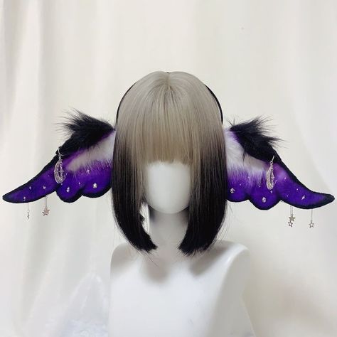 Wing Ears, Fantasy Ears, Tail Designs, Halloween Plush, Cosplay Hair, Cosplay Diy, Ears Headband, Hair Reference, Animal Ears