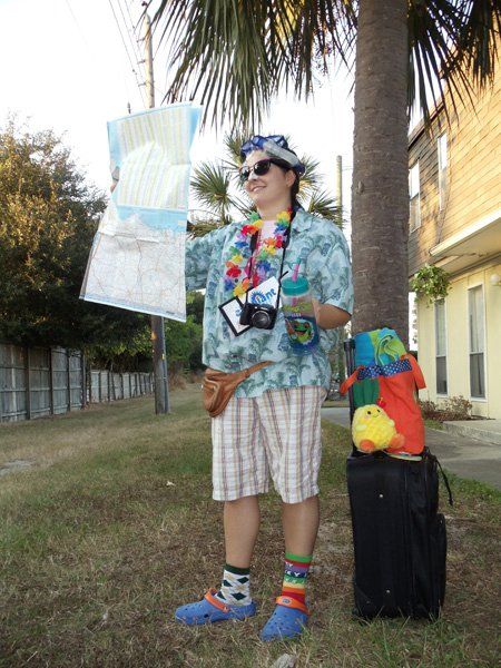 #tbt to our tacky tourist contest! Spirit Dress Up Days, Tourist Costume Ideas, Dress Up Week Ideas, Fun School Events, Merica Monday, Tacky Tourist Costume, Homecoming Dress Up Days, Wacky Tacky Day, Dress Up Costume Ideas