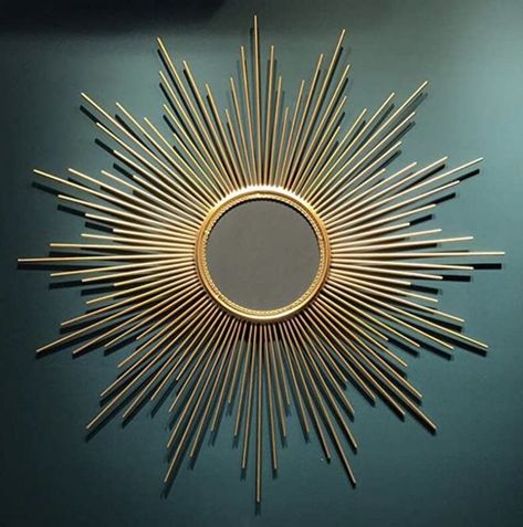 18YJ Wall Mirror Round Antique Metal Star Burst Hanging Mirror Wall Modern Boho Style Decor Living Room Bathroom Bedroom and Entrance (Size : 60cm) Art Deco Spiegel, Sunflower Mirror, Sunburst Wall Art, Star Mirror, Sun Mirror, Entry Mirror, Macrame Mirror, Boho Style Decor, Art Deco Mirror