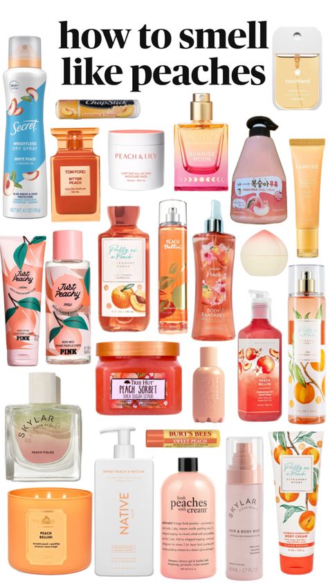 how to smell like peaches Fragrances Perfume Woman, Perfume Collection Fragrance, Shower Skin Care, Body Smells, Perfect Skin Care Routine, Pretty Skin Care, Perfume Scents, Perfume Lover, Bath And Body Care