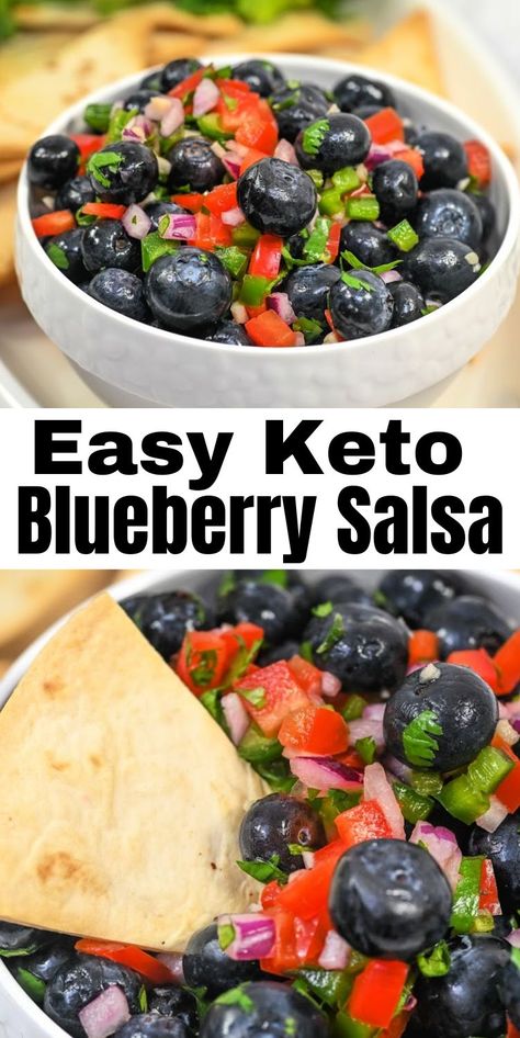 Low Carb Blueberry Salsa - Easy To Make Recipe Blueberry Salsa Recipe, Blueberry Salsa, Keto Tortilla Chips, Mixed Berry Dessert, Low Carb Blueberry, Keto Tortilla, Keto Blueberry, Keto Tortillas, Mild Salsa