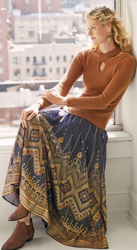 Soft Surroundings: full-circle polyester Kismet skirt (US $55.98 on sale, winter holidays 2021) Soft Surroundings Clothing, Stylish Women Fashion, Dressing Your Truth, Long Skirts For Women, Full Circle Skirts, Long Maxi Skirts, Church Outfits, Long Skirts, Modest Clothing