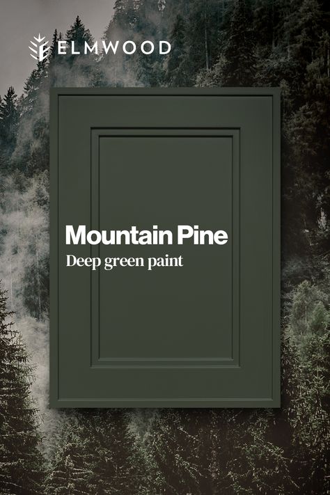 Add depth and richness to interior spaces with an exceptionally versatile, deep heritage green that pairs beautifully with cool and warm-toned stains. Green Paint Ideas For Walls, Blue Green Two Tone Wall, Mountain Pine Paint Color, Pine Green Kitchen, Dark Green And Brown House Exterior, Essex Green Benjamin Moore Living Room, Green Paint Wood Trim, Dark Green Paint Living Room, Green Bathroom Color Palette