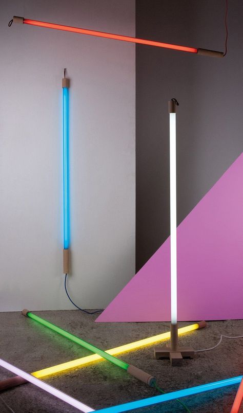 How to Reinvent Your Living Room With a Single Swap Neon Tube Lights, Blitz Design, Fluorescent Tube Light, Neon Lamp, Fluorescent Lamp, Fluorescent Tube, Tube Light, Luminaire Design, Football Gifts