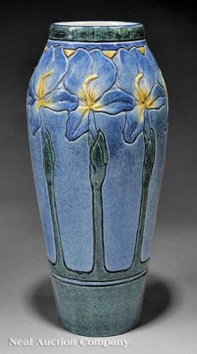 0355: Newcomb College Art Pottery High Glaze Vase : Lot 355 Decorated Vases, Newcomb Pottery, Orchid Tree, Southern Art, Antiques Roadshow, Rookwood Pottery, Antique Pottery, Roseville Pottery, Arts Crafts Style