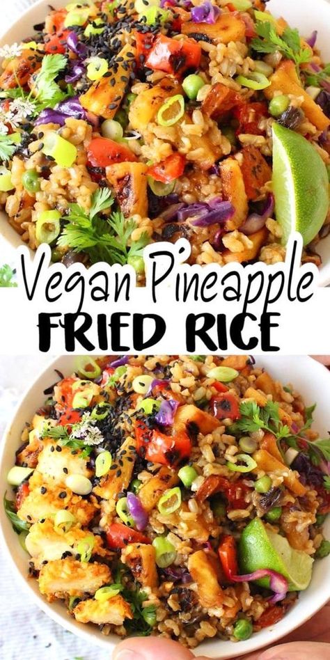 Vegan Pineapple Fried Rice, Stir Fried Veggies, Pineapple Fried Rice Recipe, Fried Veggies, Tamari Sauce, Pineapple Fried Rice, Tasty Vegetarian Recipes, Fried Rice Recipe, Idee Pasto Sano