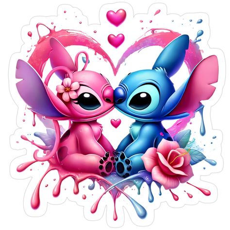 Decorate laptops, Hydro Flasks, cars and more with removable kiss-cut, vinyl decal stickers. Glossy, matte, and transparent options in various sizes. Super durable and water-resistant. Cute Angel and Stitch Illustration Cute Stitch And Angel Drawings, Blue And Pink Artwork, Stitch And Angel Valentines, Angel Stitch Disney, Stitch And Angel Wallpaper, Cute Profile Photos, Stickers Stitch, Stitch Nails, Stitch Y Angel