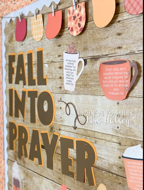 Fall Gratitude Bulletin Board, His Grace Falls On Us Bulletin Board, Fall Faith Bulletin Boards, Classy Bulletin Board Ideas, Christian Bulletin Board Ideas For Fall, Faith Formation Bulletin Boards, Fall Sunday School Decorations, Simple Fall Bulletin Board Ideas, Boho Fall Bulletin Board