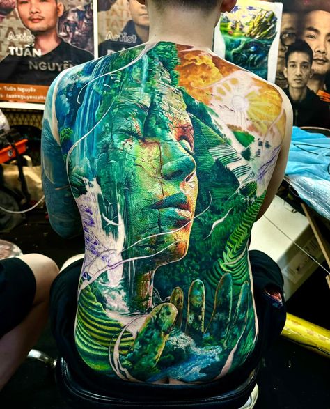 Colour Back Tattoo, Dinosaur Tattoos, Back Piece Tattoo, Full Back Tattoos, Iphone Wallpaper Stills, Tatuaje A Color, Tattoo Desings, 3d Tattoos, 3d Tattoo