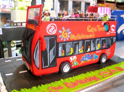 3D Red City Sightseeing Bus shaped cake by Charly's Bakery, via Flickr Bus Cake, Home Cake, Red City, Sightseeing Bus, Shaped Cake, Photo Cake, Celebration Party, 2nd Birthday, Birthday Parties