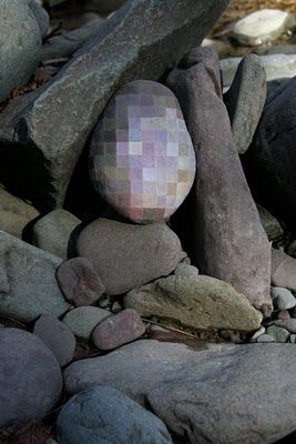 pixilating rock Late Autumn, Early Winter, Foto Art, Sculpture Installation, Back To Nature, Land Art, A Rock, Stone Art, Stone Painting