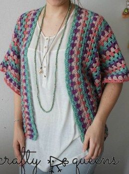 Haakpatroon Granny Stripe Vest Stripe Vest, Granny Stripe, Gilet Crochet, Crochet Clothing And Accessories, Crochet Shrug, Crochet Coat, Crochet Jacket, Crochet Vest, Crochet Woman