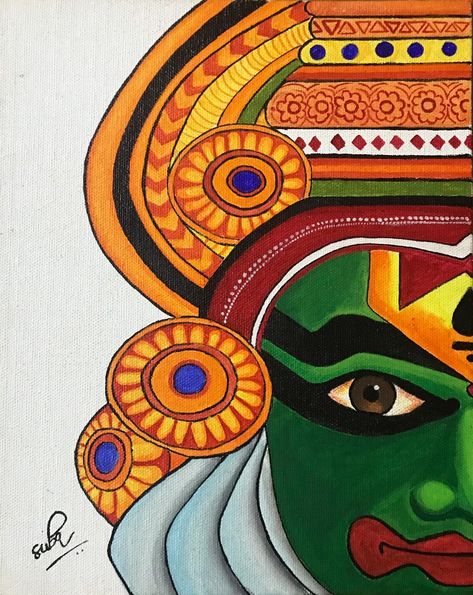 Kathakali face Paintings Kathakali Canvas Painting, Kathakali Face Drawing Easy, Kadhakali Paintings Simple, Kathakali Drawing Easy, Kadhakali Paintings, Kathakali Face Drawing Outline, Kathakali Painting On Canvas, Kathakali Sketch, Kathakali Face Drawing