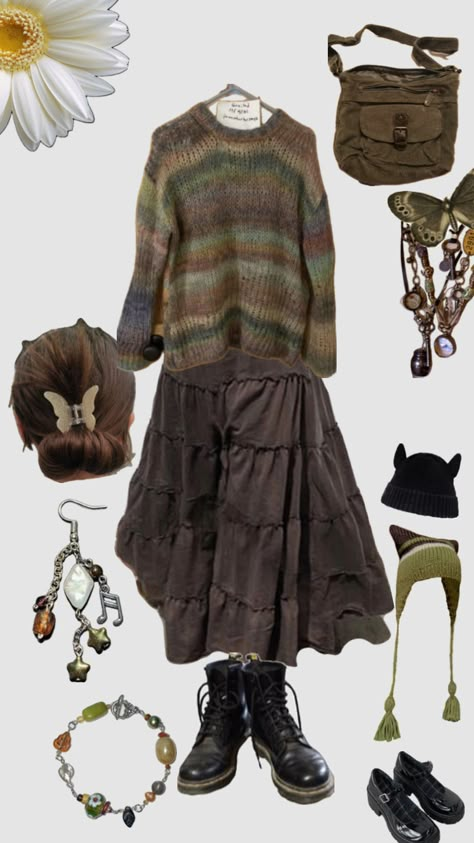 #fairygrungefit #fairygrunge #fairygrungeoutfitinspo #fairygrungeaesthetic Goblincore Outfits, Grunge Fits, Estilo Indie, Cottagecore Outfits, Earthy Outfits, Swaggy Outfits, Hippie Outfits, Dream Clothes, Grunge Outfits