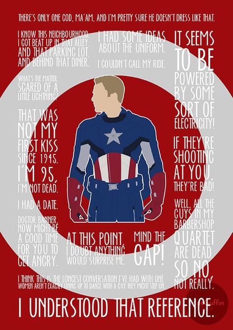 Captain America / The First Avenger Quote Poster by MacGuffin Designs Avengers Humor, Avengers Quotes, James Barnes, The First Avenger, Avengers Art, First Avenger, Univers Dc, Steve Rogers Captain America, Marvel Quotes