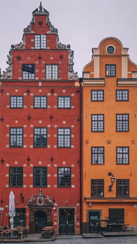 Copenhagen House Exterior, Sweden Architecture, Sweden Street, Swedish Architecture, Russian City, Sweden House, Cute Little Houses, Colourful Buildings, House Illustration