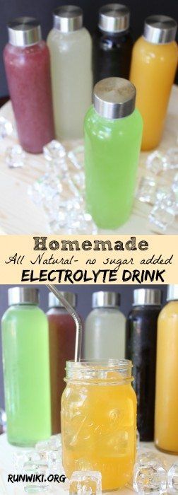 DIY Homemade All Natural Sugar Free Electrolyte Sports Drink Drink- Gatorade and other store bought  drinks are full of sugar and artificial junk- not only is this recipe quick and easy to make, you can make ahead and store in the frig for up to two weeks. These got me through my 12 week half marathon training and my kids love them too. Great when their sick- can be frozen into pops. Running motivation | fitness tips 12 Week Half Marathon Training, Healthy Remedies, Electrolyte Drink, Soda Stream, Juice Recipes, Sugar Detox, Half Marathon Training, Sports Drink, Body Detox