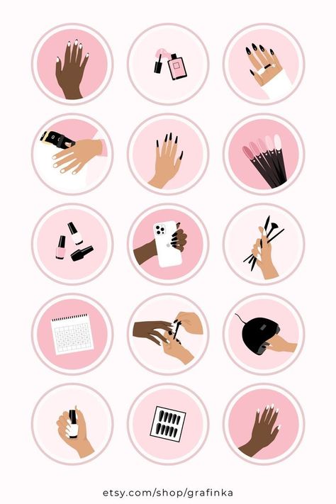 Nails Instagram Story Highlight Covers, Pink Highlight Instagram Icons Nails, Highlight Nails Instagram, Pink Instagram Highlight Covers Icons, Nails Instagram Story, Tech Minimalist, Beauty Salon Art, Instagram Highlight Covers Pink, Pink Instagram Highlight Covers, Instagram Highlight Covers Icons