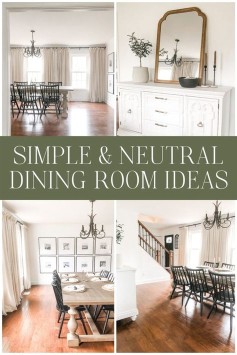 Love these neutral dining room ideas! Such a fresh and bright space. #neutraldiningroom #diningroomideas Dining Decor Ideas Modern, Cream And Beige Dining Room, Natural Dining Room Ideas, Dining Room Neutral Colors, Neutral Rug Dining Room, Neutral Home Decor Dining Room, Pale Oak Dining Room, Neutral Wallpaper Dining Room, Cream Dining Room Ideas