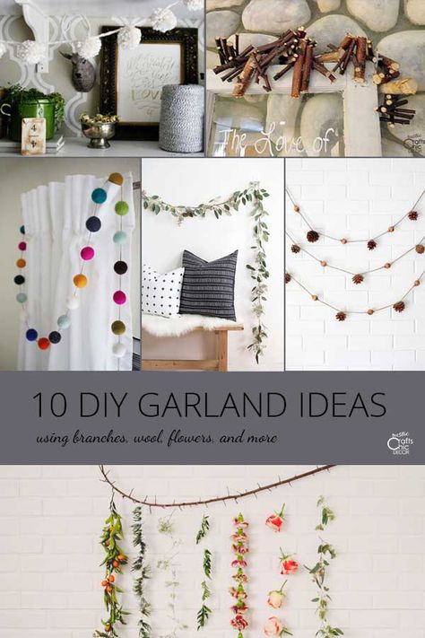 Diy Wall Garland, Bedroom Garland Decor, Decorative Garland Ideas, Wall Garland Decor, Boho Garland Decor, Diy Garland Ideas, Diy Hanging Decorations, Bedroom Garland, Garland On Mantle