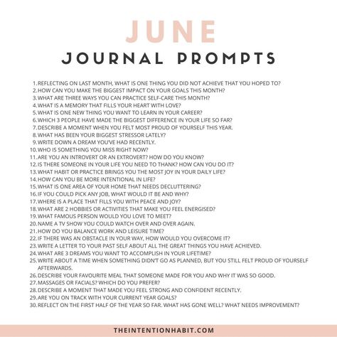 Get ready for June with these daily journal prompts Daily Journal Prompts, Todo List, Daily Journal, Journal Entries, Life Purpose, Simple Living, Journal Prompts, Self Discovery, Creative Writing