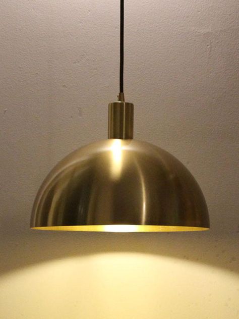 [FEATURE] Crafted from metal in a classic brass finish, this mid-century modern pendant light features a dome-shaped shade, you could hang this light in pairs to create a sense of visual balance. Brass Dome Pendant Light, Brass Dome Pendant, Hanging Lampshade, Dome Pendant Light, Brass Ceiling Light, Hanging Lamp Shade, Dome Pendant Lighting, Rattan Pendant Light, Pendant Lamp Shade