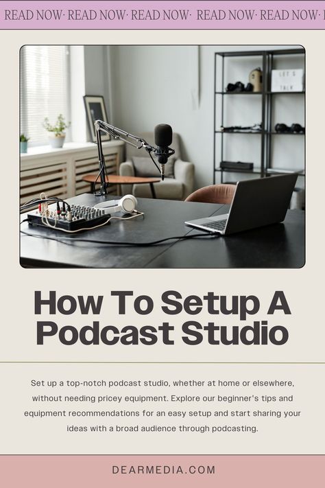 Eager to start your podcasting journey? Discover the essentials of creating a stellar podcast studio! You don't need fancy equipment—just passion and a setup that works for you. Let's dive into the tips and tricks for setting up your perfect podcasting space. #PodcastMagic #StudioSetup #PodcastTips Beginner Podcast Equipment, Home Podcast Studio Setup, Podcasts Equipment, Video Studio Setup, Podcast Setup Home, Podcast Set Up, Podcast Aesthetics, Podcast Setup Ideas, Podcast Studio Aesthetic