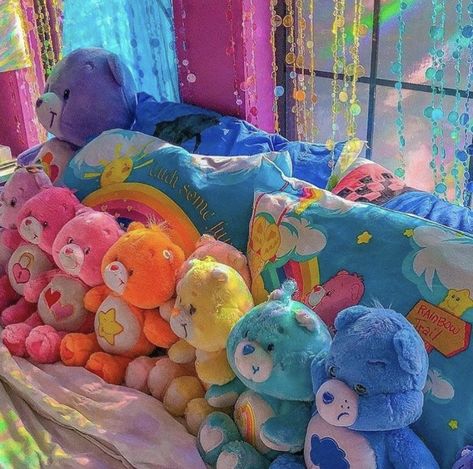 Kidcore Aesthetic, Rainbow Aesthetic, Wallpaper Iphone Disney, Kid Core, Cute Stuffed Animals, Cute Room Decor, Care Bear, Indie Kids, Care Bears