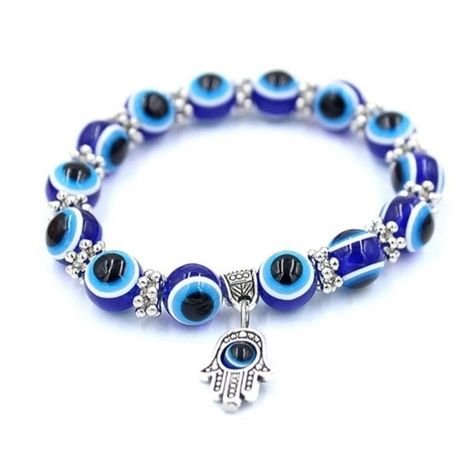 New Charm Bracelet Evil Eye & Hamsa Greece Meditteranean Wear Brand New Pet Free Smoke Free Home Blue Hamsa, Lucky Necklace, Hand Evil Eye, Evil Eye Hamsa, Lucky Charm Bracelet, Choker Jewelry, Pendants Necklace, Digital Closet, Evil Eyes