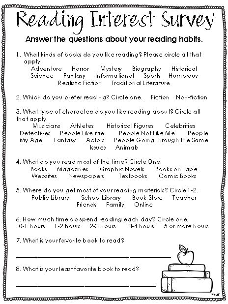 Ginger Snaps: Long Range Plans and a Reading Interest Survey Reading Interest Inventory, Student Interest Inventory, Reading Inventory, Reading Interest Survey, Student Interest Survey, Reading Survey, Interest Inventory, Interest Survey, Library Lesson Plans