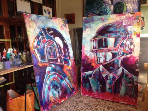 Daft Punk  #Art Daft Punk Painting, Daft Punk Art, Punk Painting, Punk Art, Daft Punk, Conan Gray, Inner Peace, Design Art, Street Art