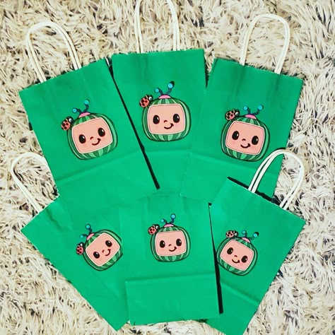 Cocomelon Goody Bags, Coco Melon Goodie Bags, Cocomelon Party Ideas For Boy 1st, Cocomelon First Birthday Party, Girl Cocomelon Party, Coco Melon Birthday Party Boy, Cocomelon 2nd Birthday Party Girl, Cocomelon Gift Bags, Coco Melon Birthday Party Girl