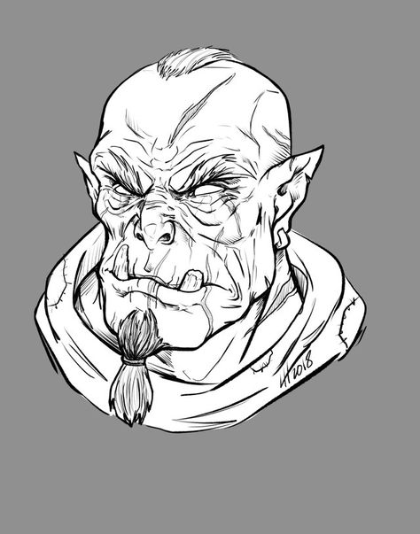 Orc Drawing Reference, Orc Anatomy, Orc Reference, Orc Drawing, Orc Sketch, Cool Character Art, Human Face Drawing, Place To Draw, Monster Face