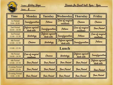 Hogwarts School Schedule, Hogwarts Schedule Template, Hogwarts Schedule, Harry Potter Classes, Hogwarts Classes, Class Schedule Template, Harry Potter Castle, Harry Potter 3d, Imprimibles Harry Potter