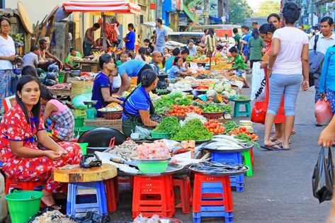 Myanmar Places, Memory Drawing, Yangon Myanmar, Street Vendors, Community Health, Street Vendor, Yangon, Royal Families, Urban Area