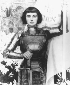 Joan Of Arc, A Woman, Flag, Black And White, Flowers, White, Black