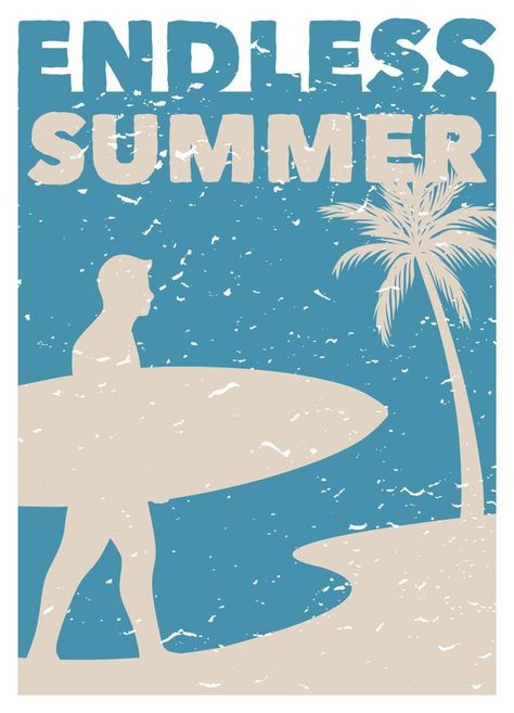 Summer Themed Poster, Beach Poster Prints, Endless Summer Aesthetic, Wave Poster Design, Caravan Bedroom, Vintage Surf Posters, Summer Poster Design, Endless Summer Poster, Beachy Designs