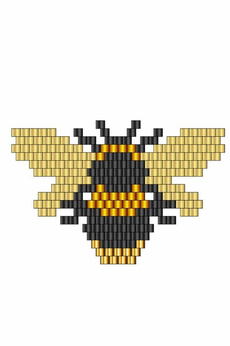 Beaded Bumble Bee Pattern, Bee Bead Pattern, Beads Animals Patterns, Pixel Art Bee, Beaded Bumble Bee, Beads Animals, Bumble Bee Earrings, Diy Seed Bead Earrings, Brick Stitch Pattern