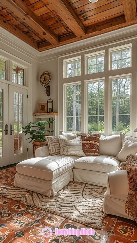 Create the Perfect Sunny Living Room: Furniture and Decor Ideas

Cozy up your **dream apartment** with these sunny, stylish **living room decoration** ideas. Create a welcoming, light-filled space! 🏡💛 #WarmAesthetic #HomeDecor# Sunroom With Couch And Dining Table, Cathedral Sunroom Ideas, Den With Lots Of Windows, Sunroom Furniture Ideas Farmhouse, Four Season Sunroom Decorating Ideas, English Sunroom Interior, Sunroom Den Ideas, Shabby Chic Sunroom, Sitting Room Addition