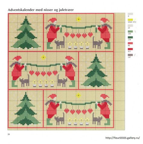 Fleur55555 Swedish Cross Stitch, Santa Cross Stitch, Cross Stitch Freebies, Swedish Christmas, Winter Cross Stitch, Diy Advent Calendar, Embroidery Christmas, Cross Stitch Borders, Nordic Christmas