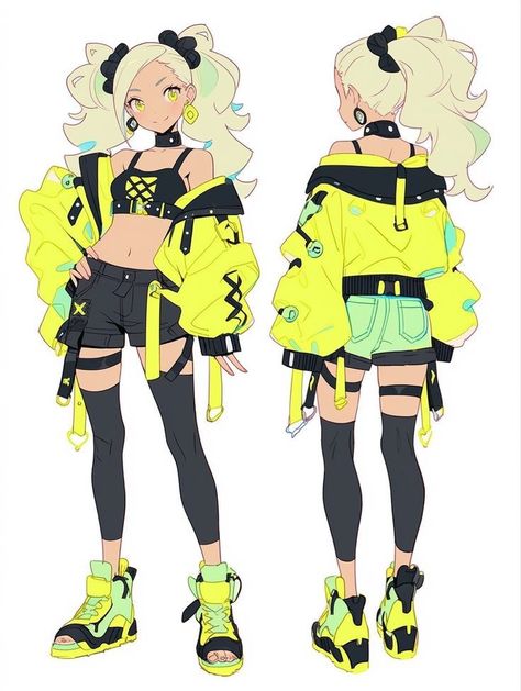 Outfit Adoptables Female, Cyberpunk Clothes Design, Cyberpunk Outfit Drawing, Cyberpunk Outfit, Style Cyberpunk, Oc Pokemon, Cyberpunk Clothes, Clothing Design Sketches, Cyberpunk Character