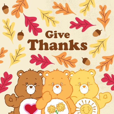 Care Bears Vintage, 1980s Childhood, Autumn Animals, Care Bears Cousins, Thanksgiving Wallpaper, Fall Care, Thanksgiving Sale, 80s Cartoons, Iphone Wallpaper Themes