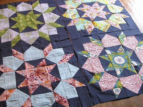 Swoon quilt, the first four Quilts With Dark Background, Dark Background Quilts, Swoon Quilt, Quilt Clothes, Applique Projects, Block Head, Quilting Blocks, Quilts Patterns, Cute Quilts