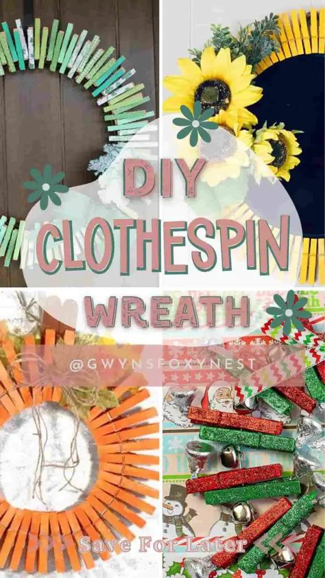 DIY clothespin wreath tutorials Clothespin Wreaths Diy, Clothes Pin Wreaths Diy, Clothes Pin Spring Crafts, Clothes Pin Wreath Diy, Clothes Pins Crafts, Clothespin Crafts For Adults, Clothespin Wreath Diy, Christmas Clothespin, Clothespin Diy Crafts