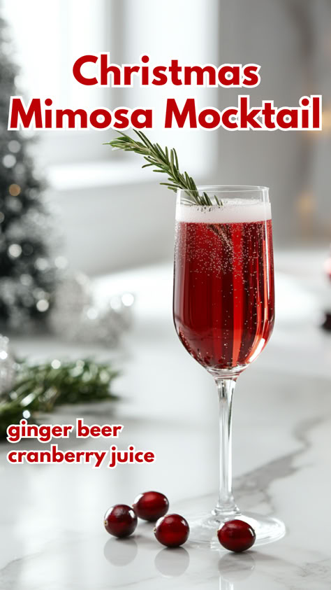 Christmas Mimosa Mocktail Recipe Boozy Slushies, Best Christmas Drinks, Mimosa Mocktail, Cocktails For Christmas, Holiday Drink Recipes, Best Mocktails, Holiday Mocktail, Cocktail Cards, Christmas Mocktails