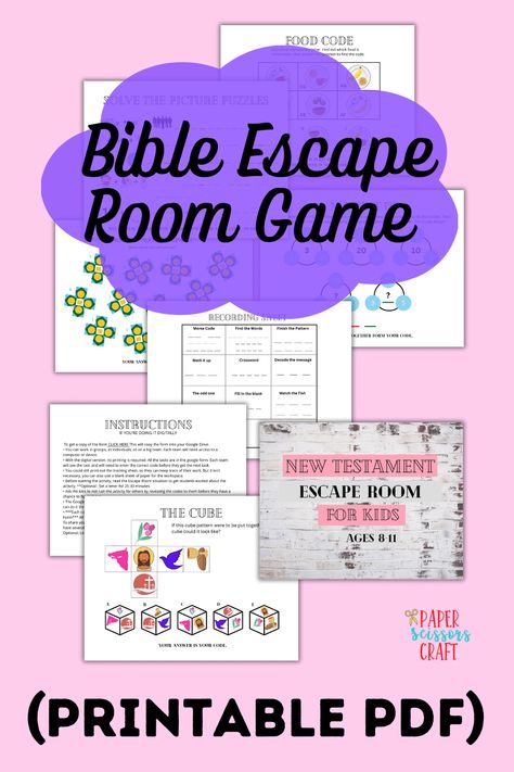 Bible & Christian Based Escape Room Game (Printable PDF) Group Puzzle Games, Easter Escape Room For Teens, Easter Escape Room For Kids Free, Church Escape Room Ideas, Free Bible Escape Room Printable, Easter Escape Room For Kids, Bible Escape Room Ideas, Christian Escape Room Ideas, Sunday School Games For Teens