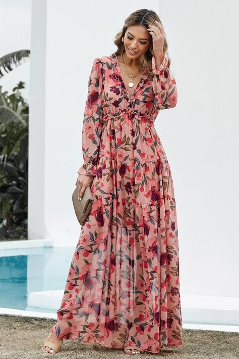 Print chiffon maxi dress