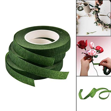 Qincling Florist Tape，3 Rolls Dark Green Floral Tape Flower Tape Floral Stem Wrap Tape Bouquet Tape 90 Feet/Roll: Amazon.co.uk: Amazon.co.uk: Floral Crafts, Floral Tape, Floral Craft, Paper Tape, Floral Flower, Wedding Florist, Floral Flowers, High Temperature, Washi